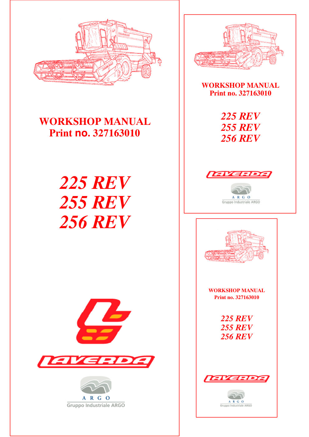 Laverda 225 REV, 255 REV, 256 REV Combine Harvester Workshop Manual – cover