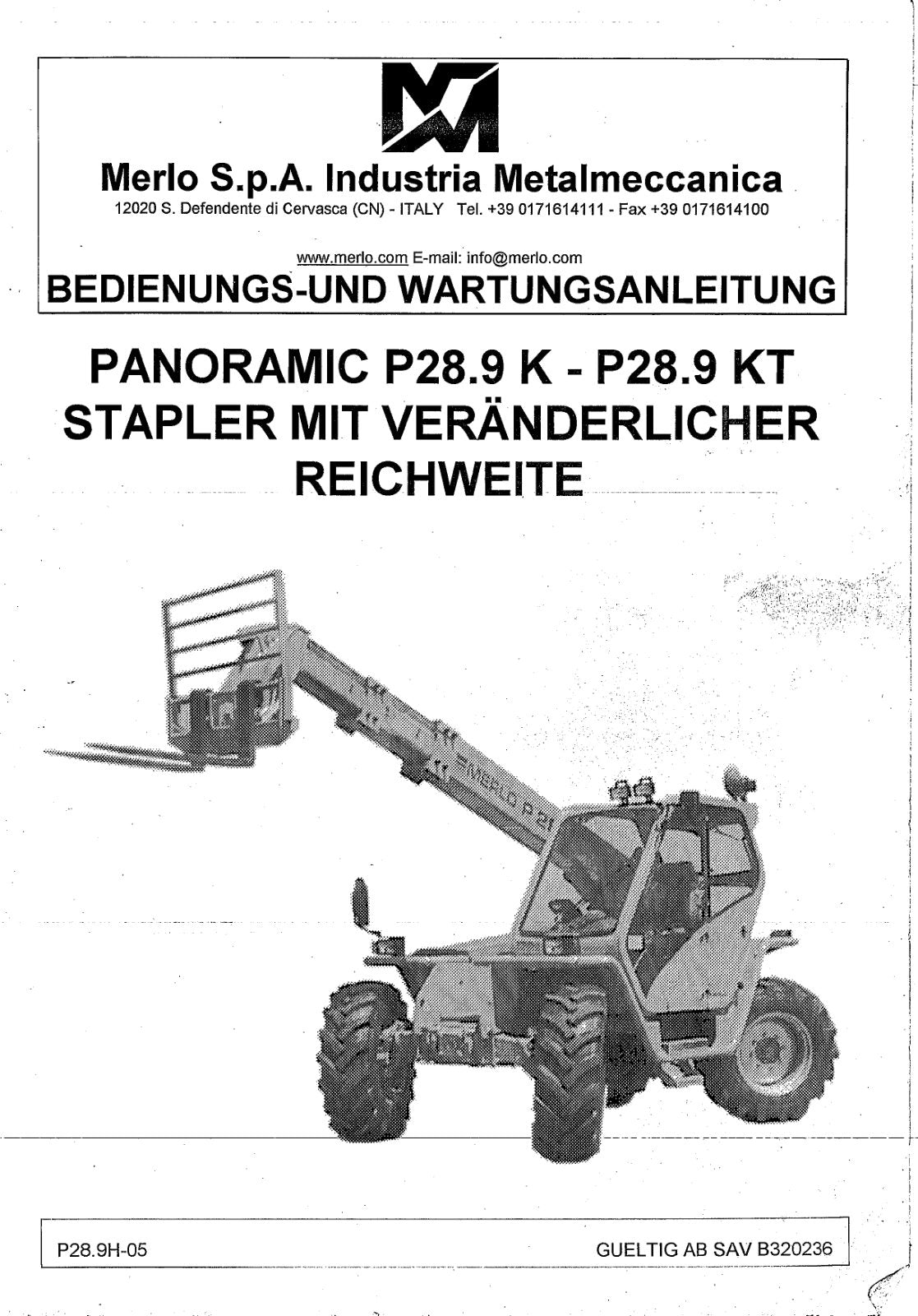 Merlo Turbofarmer KT P26.6, P28.7, P28.9, P30.9, P33.7, P35.7 Service Manual Set (German) – cover