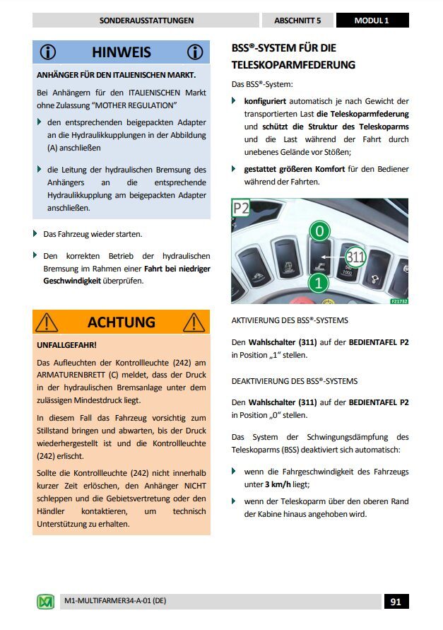 Merlo Multifarmer MF34.7, MF34.9 Service Manual, Hydraulic & Electrical Diagrams (German) – sample page 2