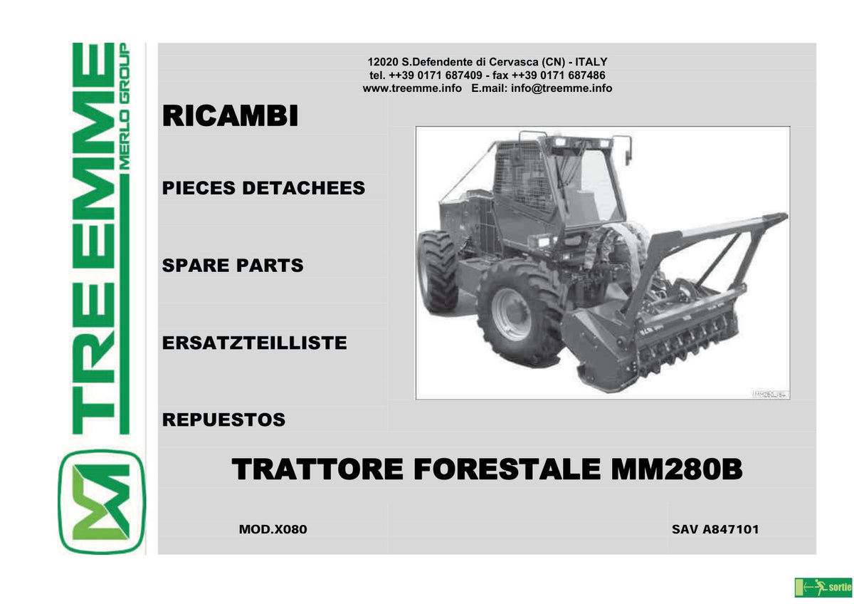 Merlo Treemme MM280B Service & Maintenance Manual, Parts Manual, Hydraulic & Electrical Diagrams – cover