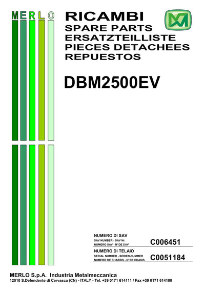 Merlo DBM 2000, 2500, 3500 EV Concrete Mixer Service Manual, Parts Manual & Diagrams – cover