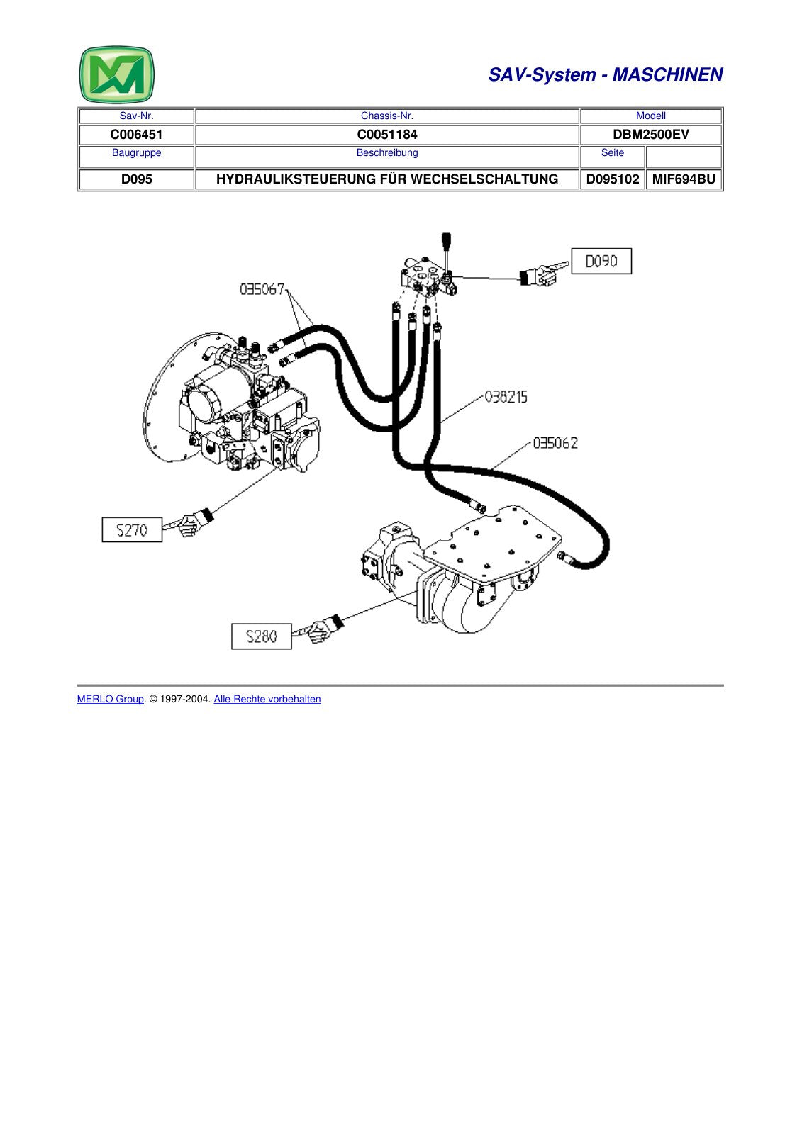 Merlo DBM 2000, 2500, 3500 EV Concrete Mixer Service Manual, Parts Manual & Diagrams – sample page 1