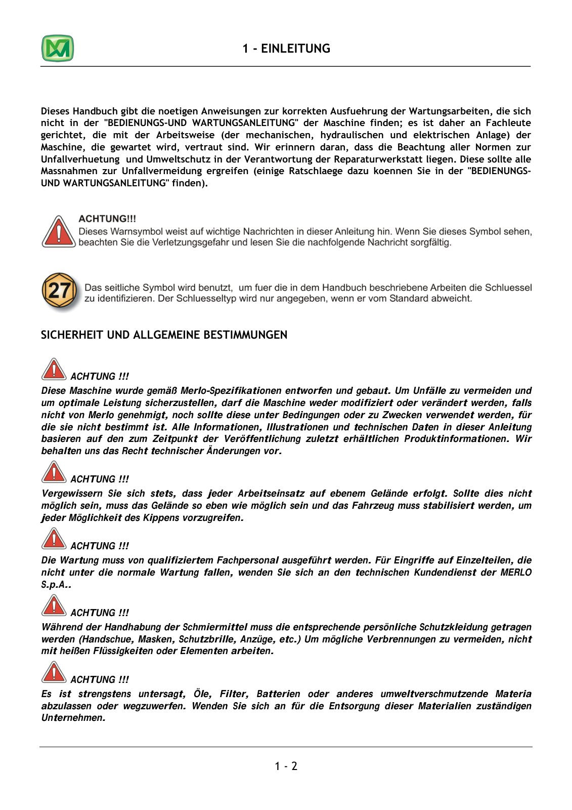 Merlo DBM 2000, 2500, 3500 EV Concrete Mixer Service Manual, Parts Manual & Diagrams – sample page 4