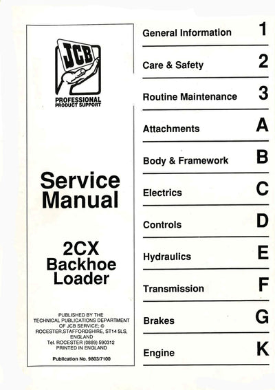 Service Manual 2CX Blackhoe Loader
