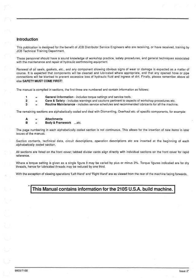 Service Manual 2CX Blackhoe Loader