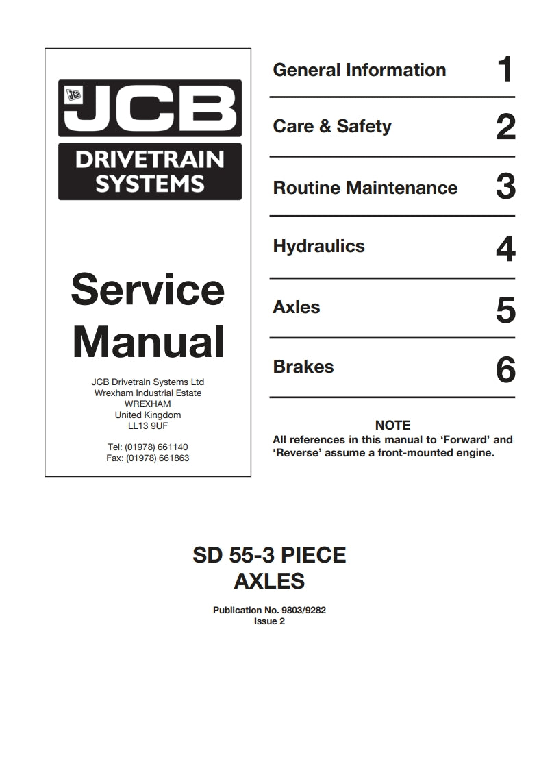 Service Manual SD 55-3 PIECE AXLES