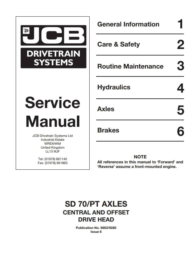 Service Manual SD 70/PT AXLES CENTRAL AND OFFSET  DRIVE HEAD