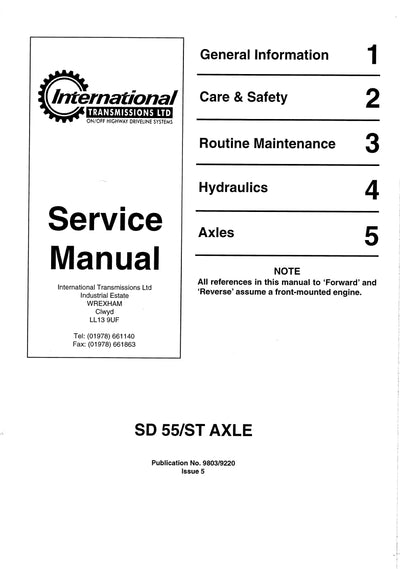 Service Manual SD55/ST AXLE