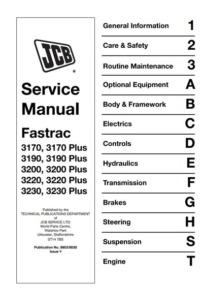 Service Manual Fastrac 3170, 3170 Plus 3190, 3190 Plus  3200, 3200 Plus 3220, 3220 Plus 3230, 3230 Plus