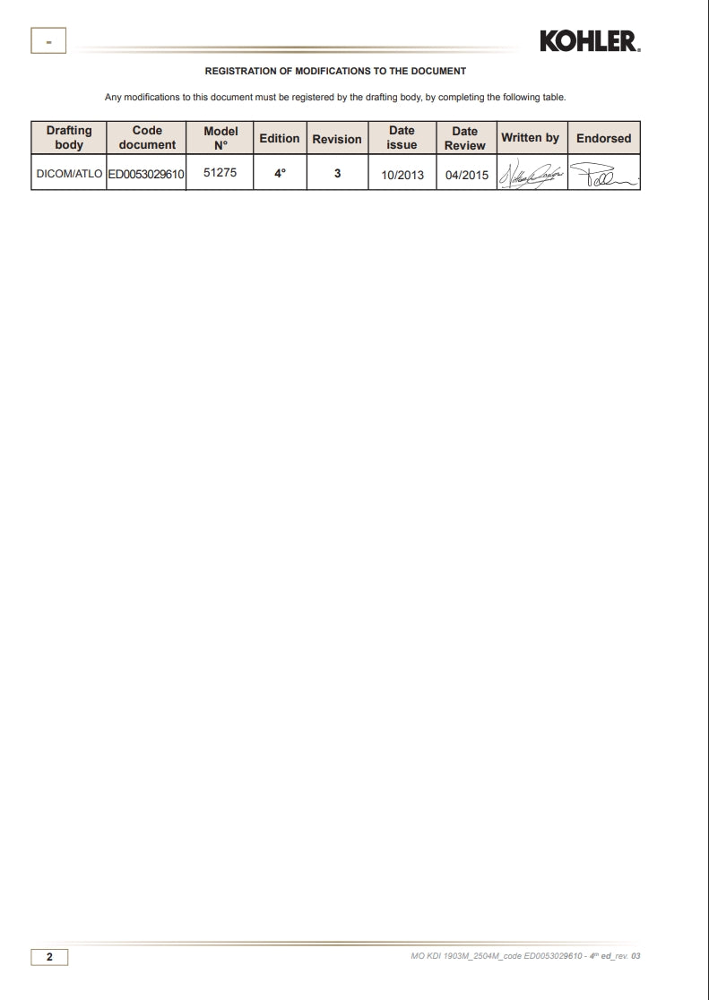 KDI 1903 M - 2504 M WORKSHOP MANUAL KOHLER DEISEL KDI