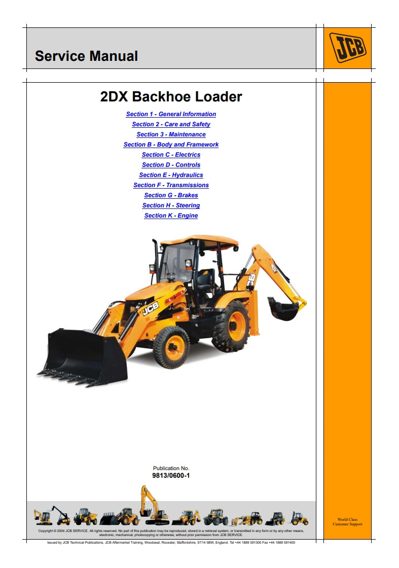 Service Manual 2DX Backhoe Loader