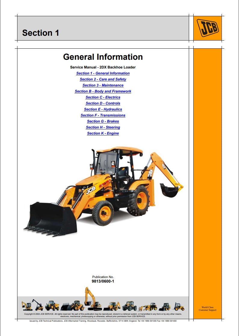 Service Manual 2DX Backhoe Loader