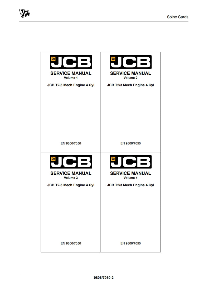 SERVICE MANUAL ENGINE JCB T2/3 Mech Engine 4 Cyl