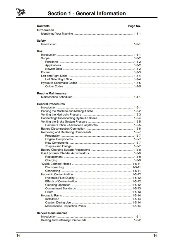 Service Manual Backhoe Loader