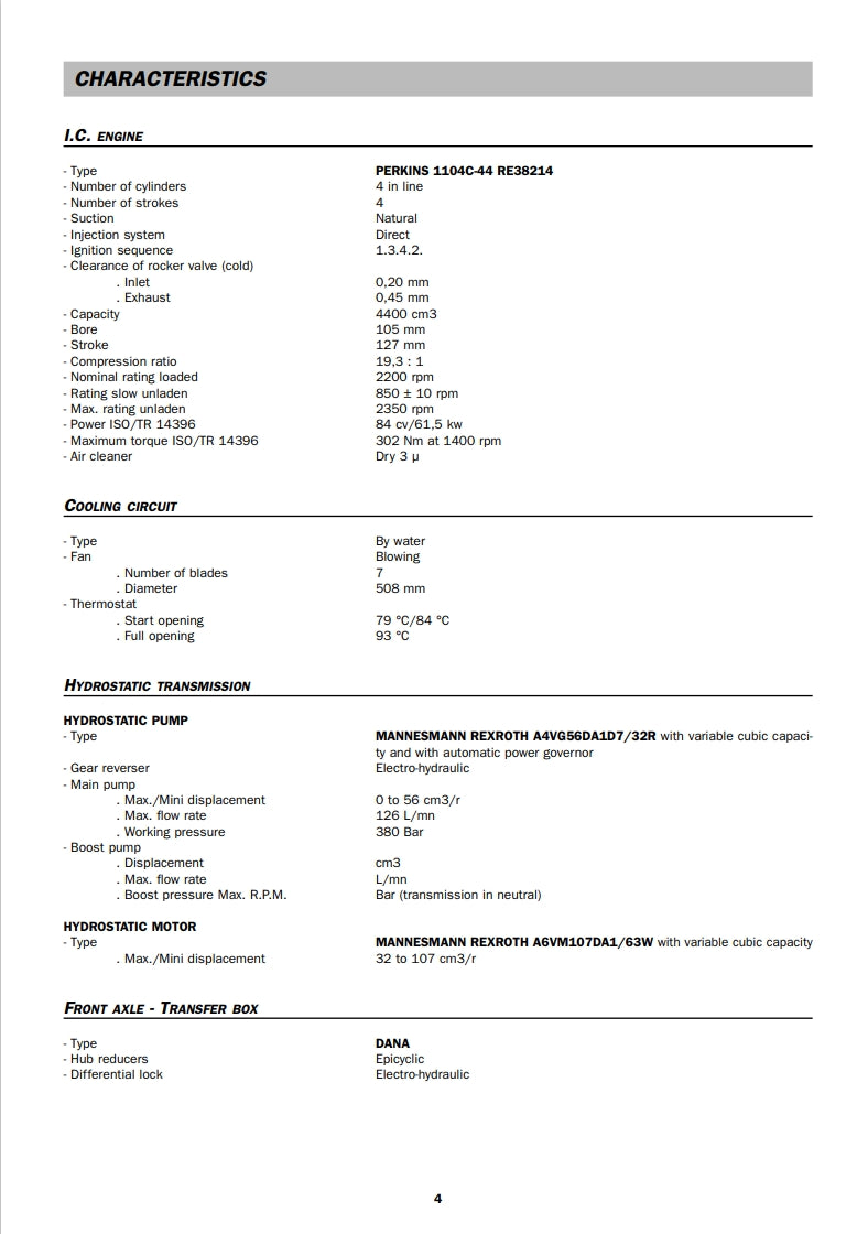 Manitou Forklift Trucks Parts