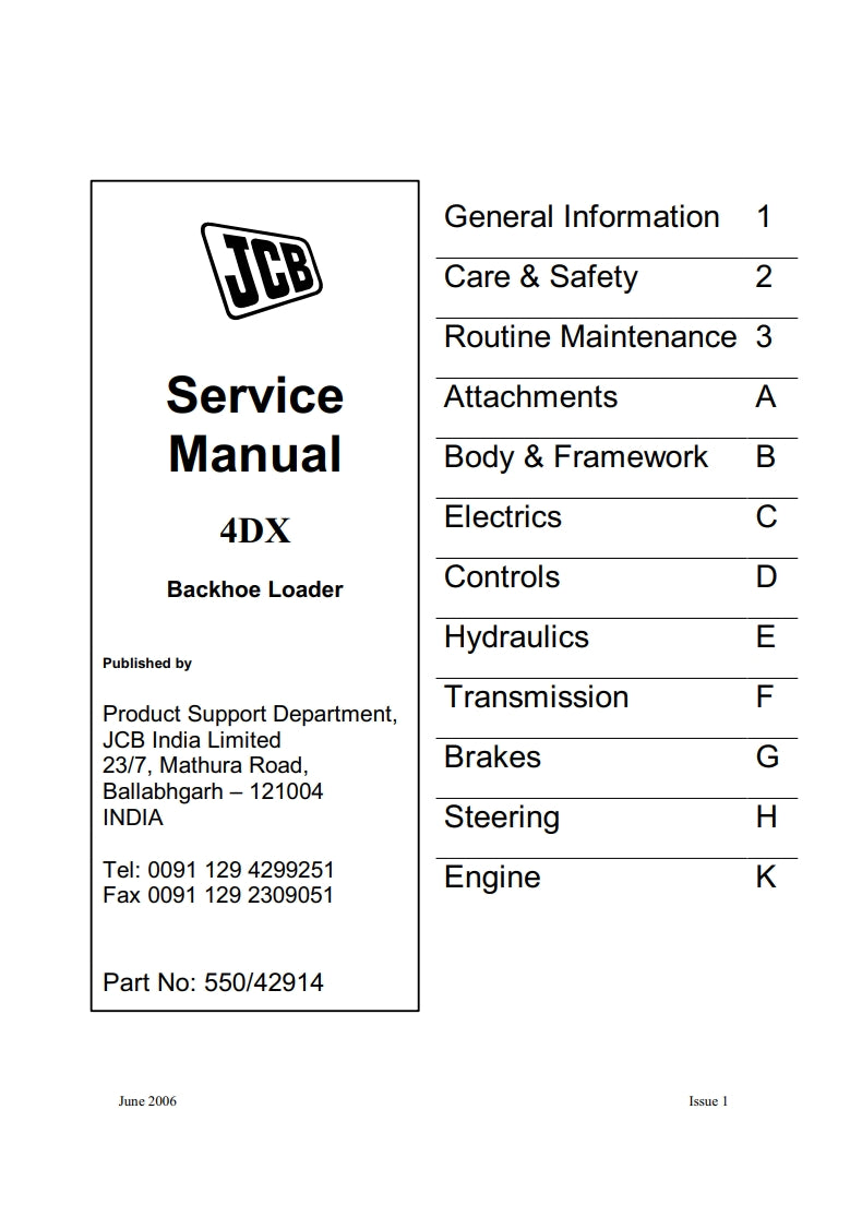 Service Manual 4DX Backhoe Loader