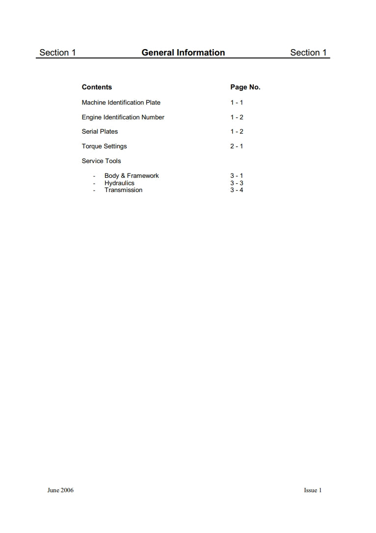 Service Manual 4DX Backhoe Loader