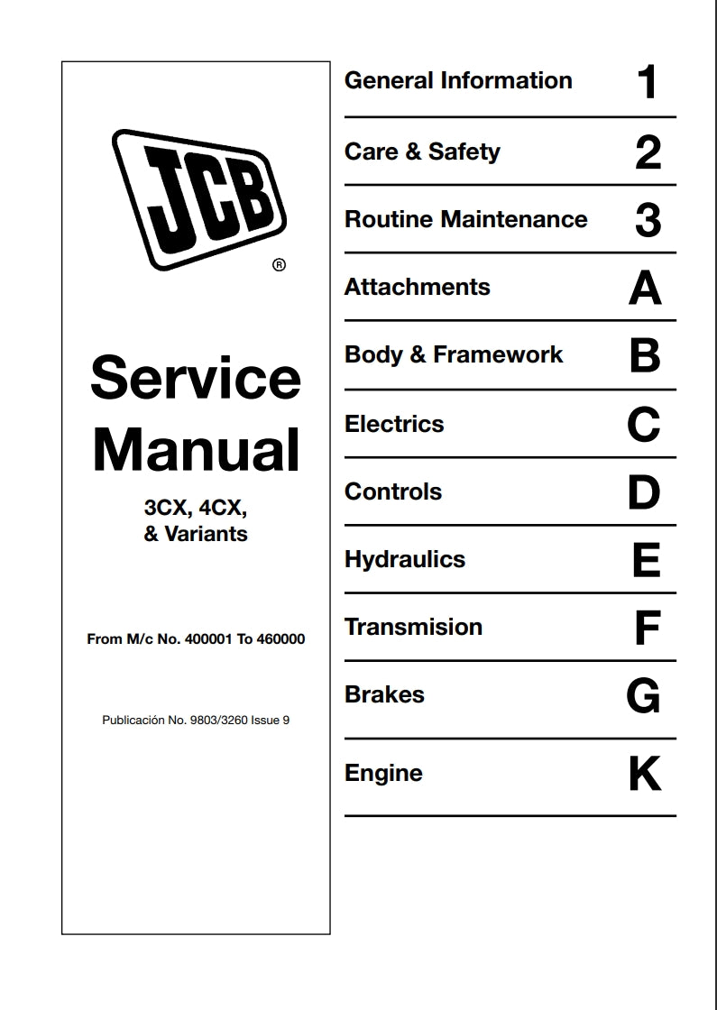 Service Manual 3DX Backhoe Loader