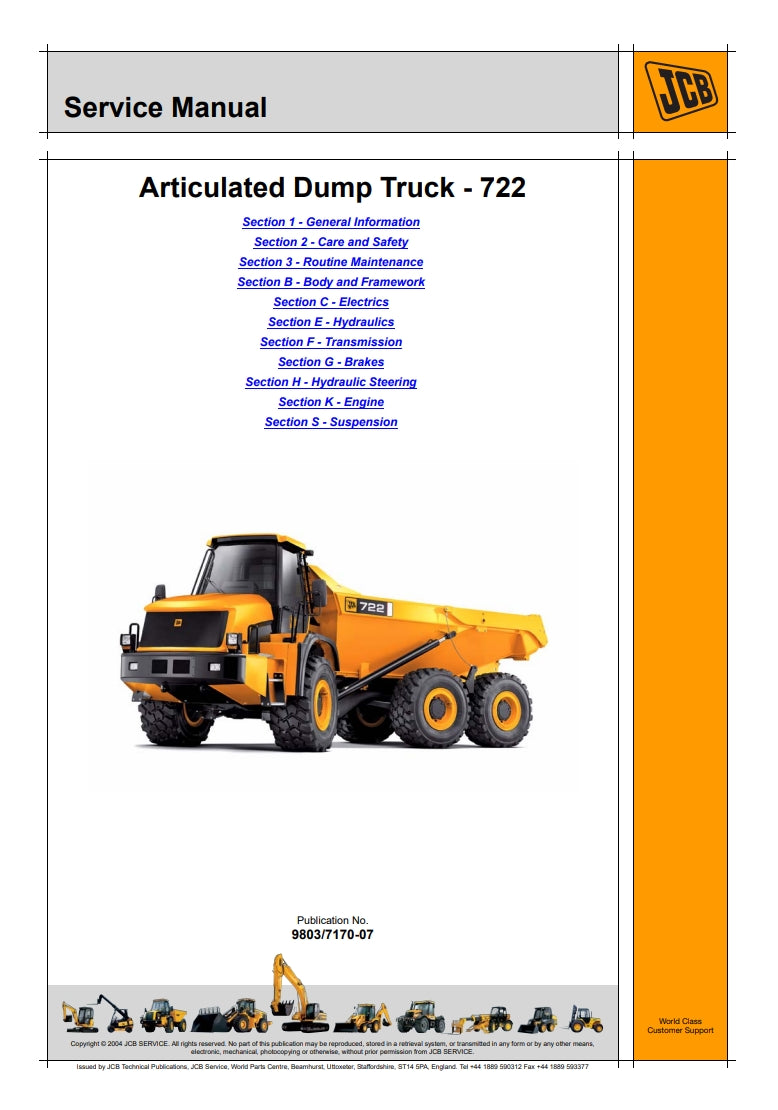 Service Manual Articulated Dump Truck - 722