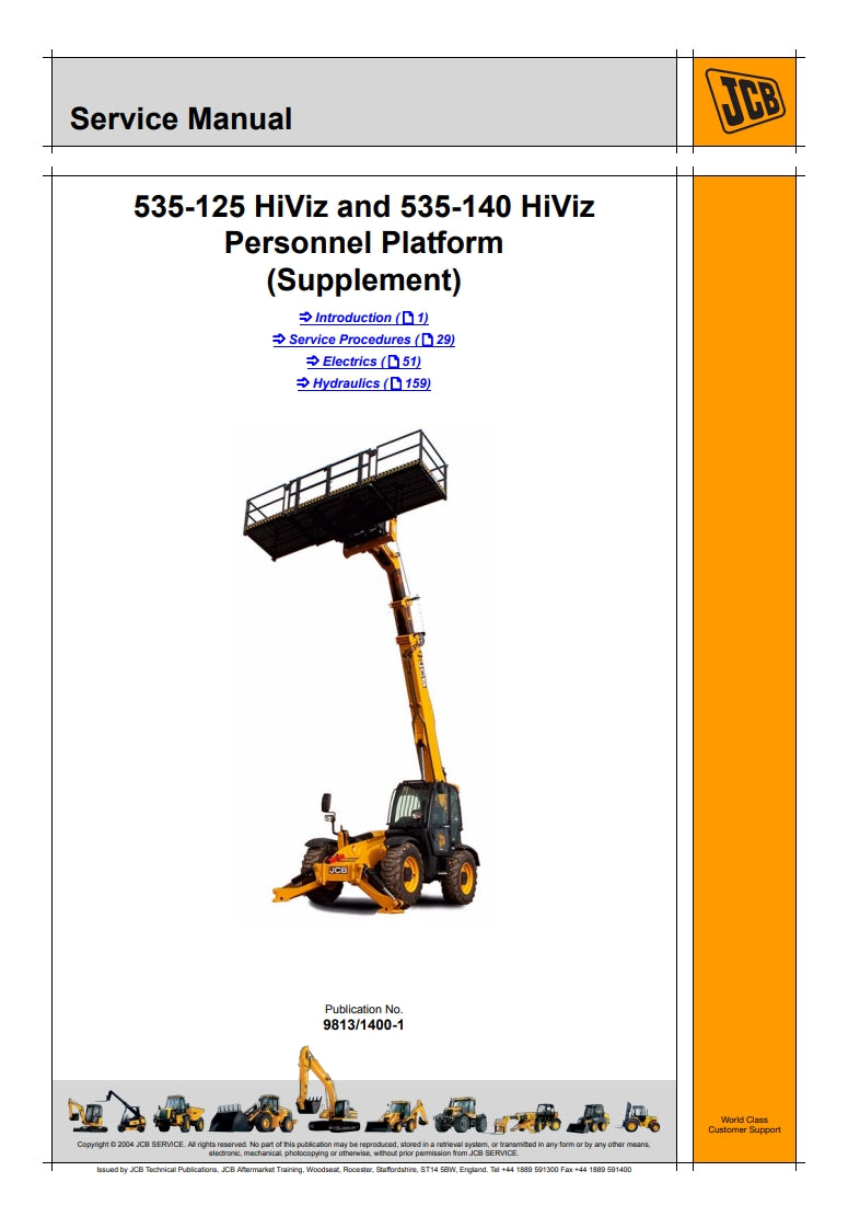 Service Manual 535-125 HiViz and 535-140 HiViz  Personnel Platform  (Supplement)