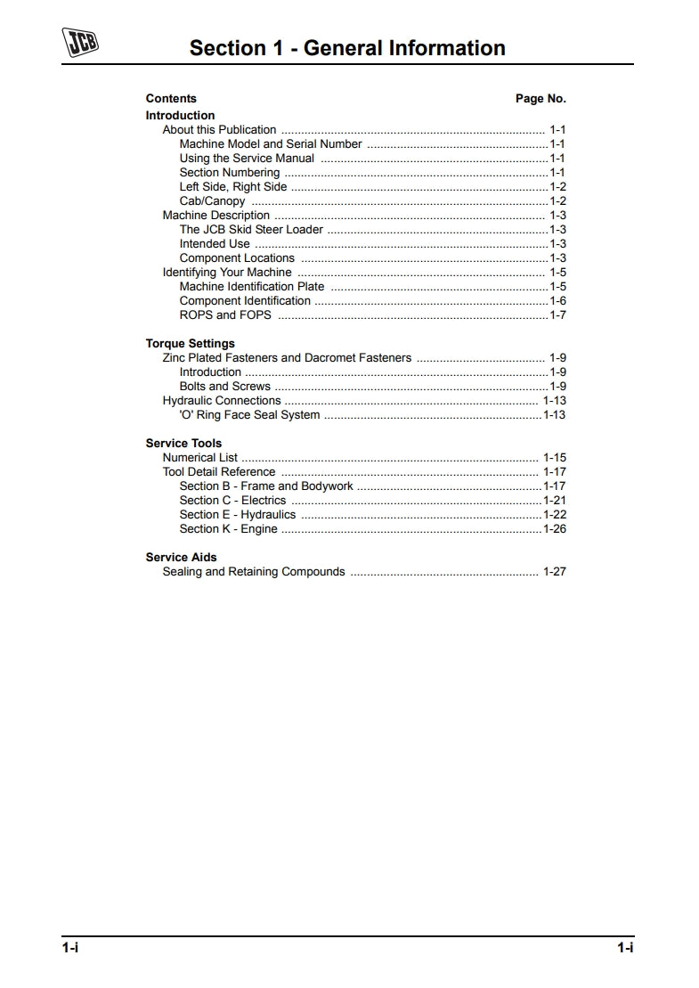 Service Manual Skid Steer Small Platform