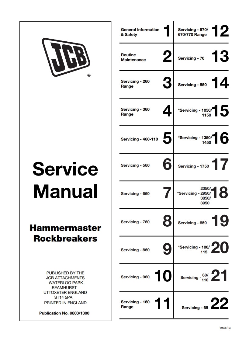 Service Manual Hammermaster Rockbreakers