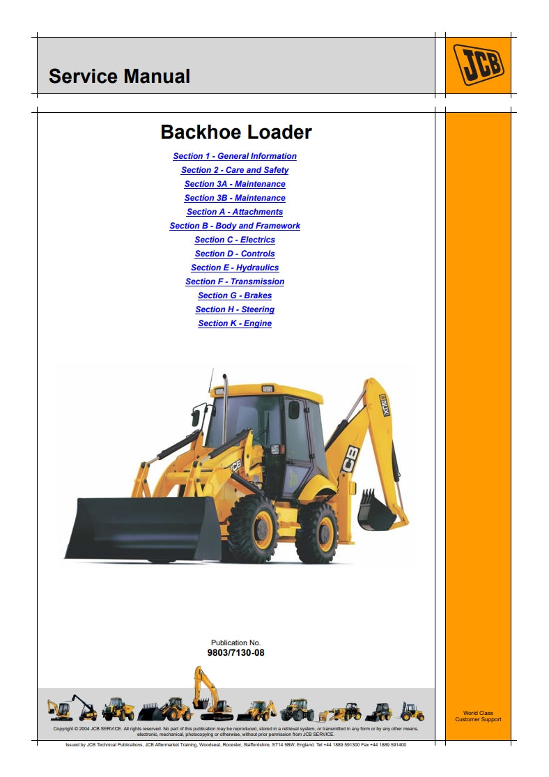 Service Manual Backhoe Loader