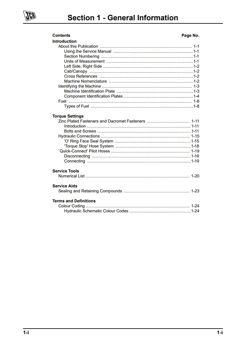 Service Manual Backhoe Loader