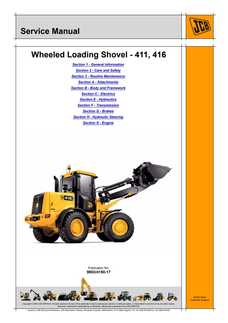 Service Manual Wheeled Loading Shovel - 411, 416