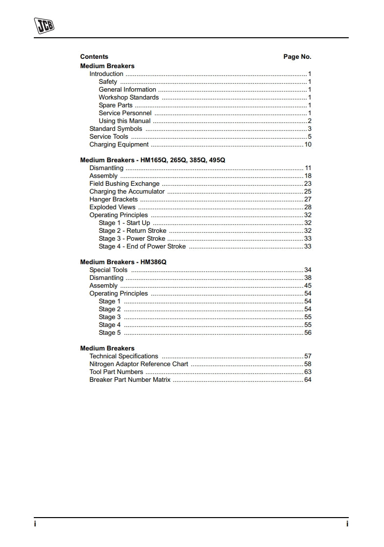 Service Manual HM Range Medium and  Large Hydraulic Breakers