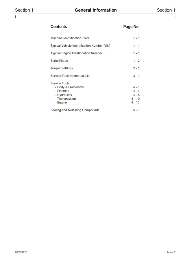 Service Manual 3CX, 4CX, 214, 215, 217 & VARIANTS Backhoe Loader