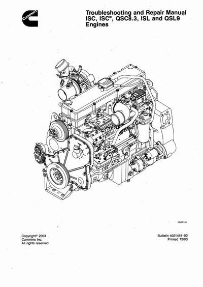 troubleshooting and repair Manual ISC,ISCe,QSC8.3,ISL and QSL9 Engines