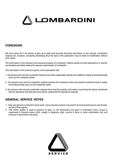 WORK SHOP MANUAL 15LD series engines