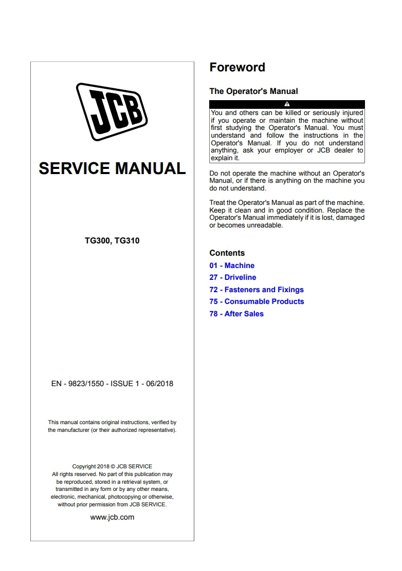 SERVICE MANUAL TG300, TG310