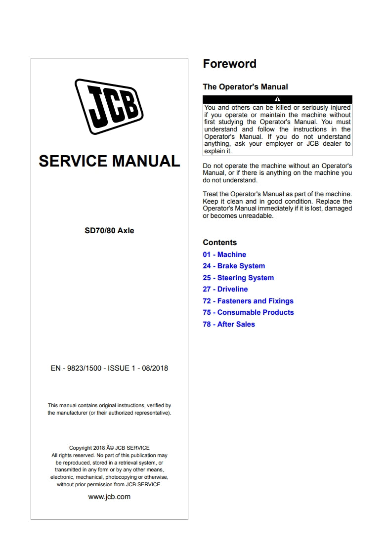 SERVICE MANUAL SD70/80 Axle