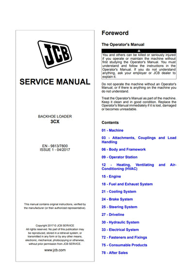 SERVICE MANUAL BACKHOE LOADER 3CX
