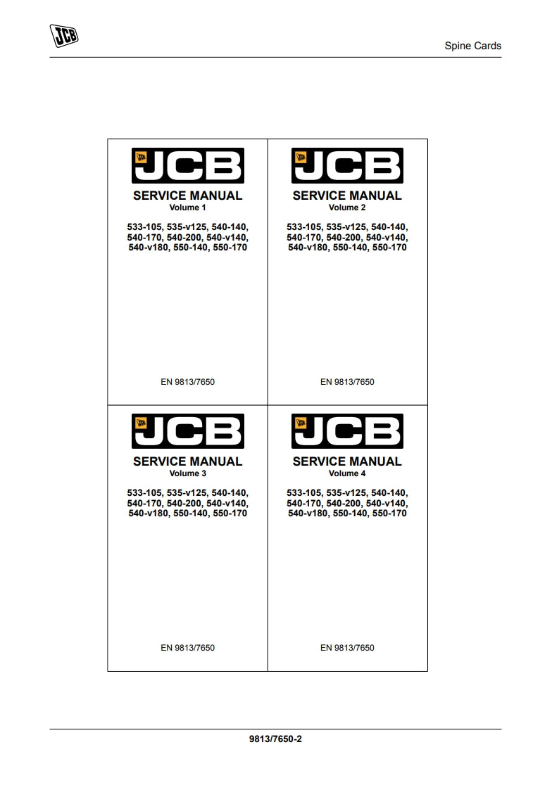 SERVICE MANUAL LOADALL (ROUGH TERRAIN VARIABLE REACH TRUCK) 533-105, 535-v125, 540-140, 540-170, 540-200, 540-v140, 540-v180, 550-140, 550-170