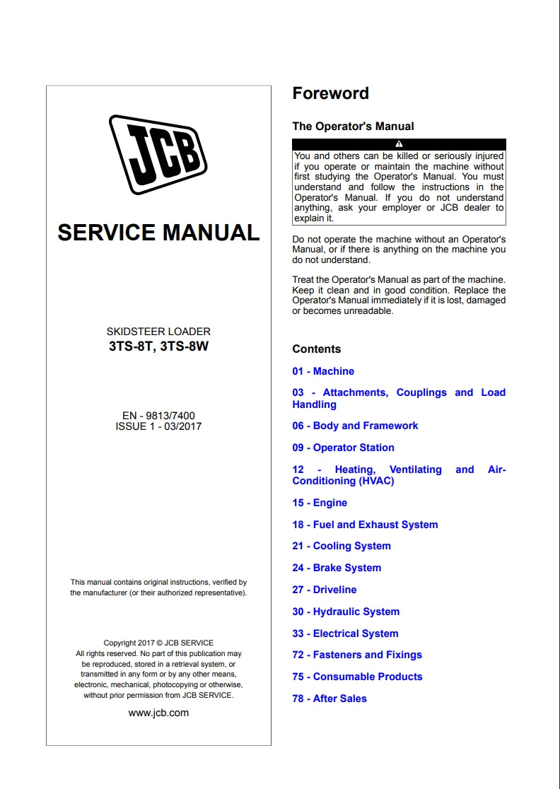 SERVICE MANUAL SKIDSTEER LOADER 3TS-8T, 3TS-8W