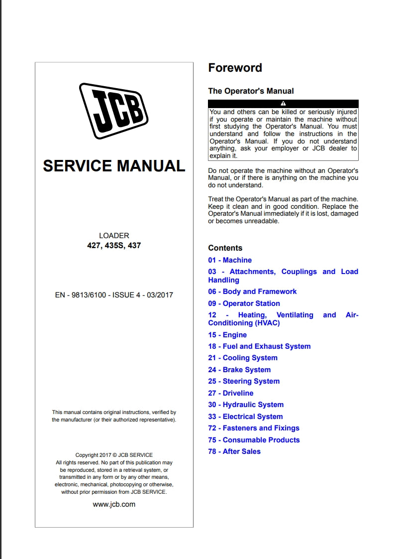 SERVICE MANUAL LOADER 427, 435S, 437