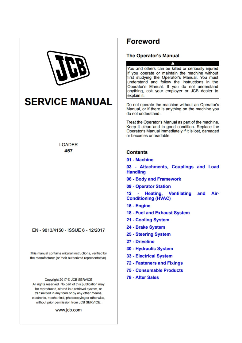 SERVICE MANUAL LOADER 457
