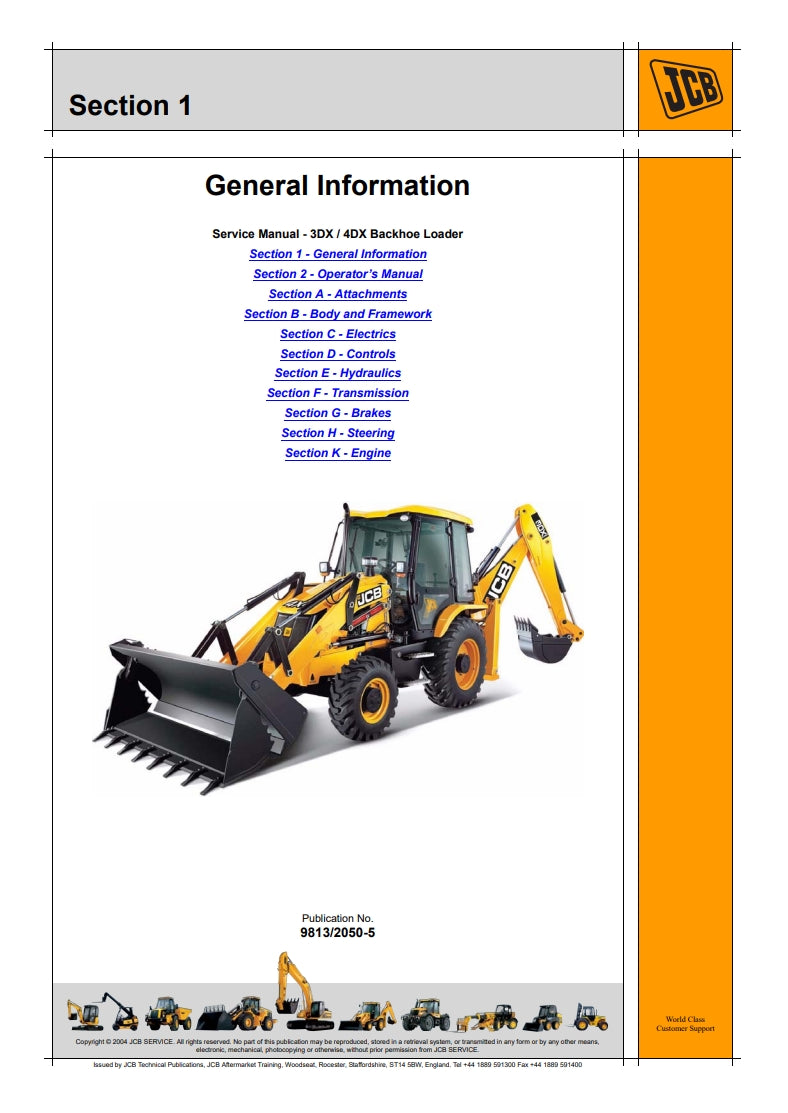 Service Manual 3DX / 4DX Backhoe Loader