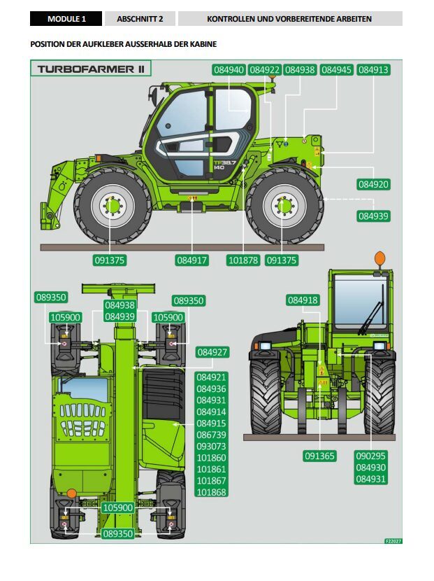 Merlo Turbofarmer Modular (TF30.9-33.7-33.9-35.7-38.7-38.10-42.7-45.11-50.8-65.9) Service Manual, Mechanic Manual, Hydraulic & Electrical Diagram German version DE [PDF]