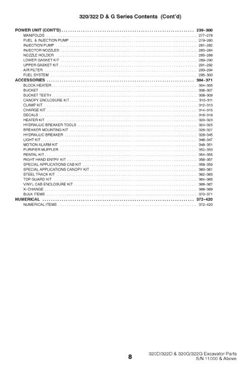 Bobcat 320D 320G and 322D 322G parts manual PDF