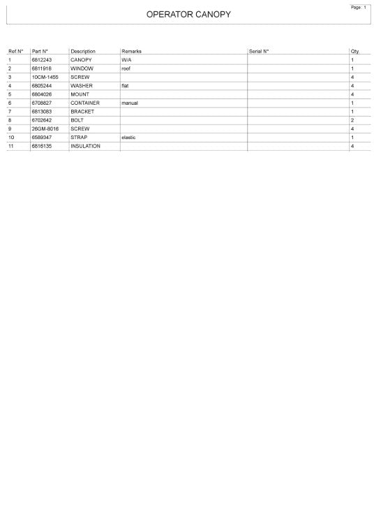 Bobcat 320D 320G and 322D 322G parts manual PDF