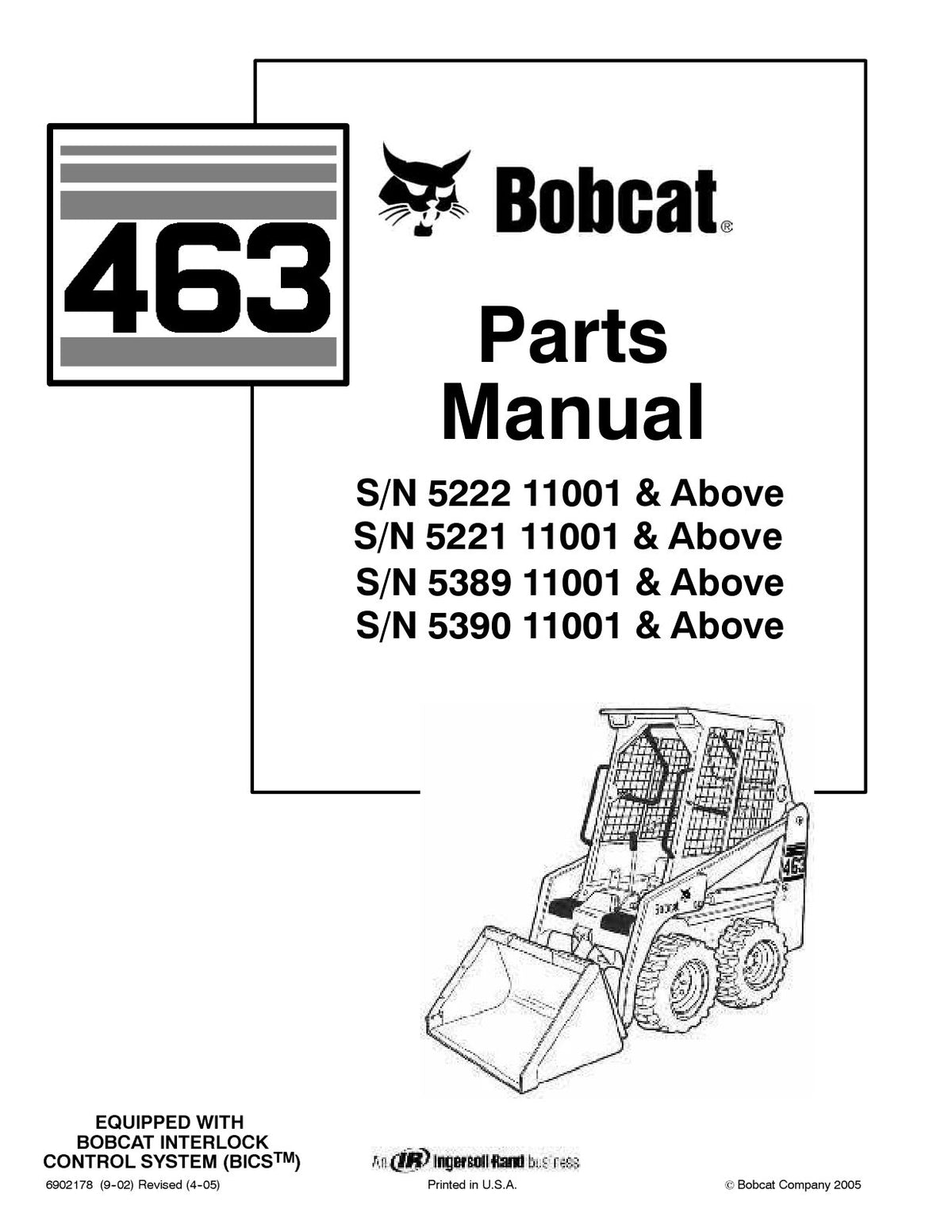 Bobcat 463 Skid-Steer Loader Parts Manual (P/N 6902178) – cover