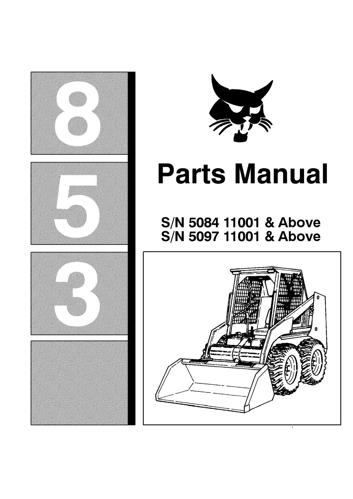 Bobcat 853 Skid-Steer Loader Parts Manual – cover