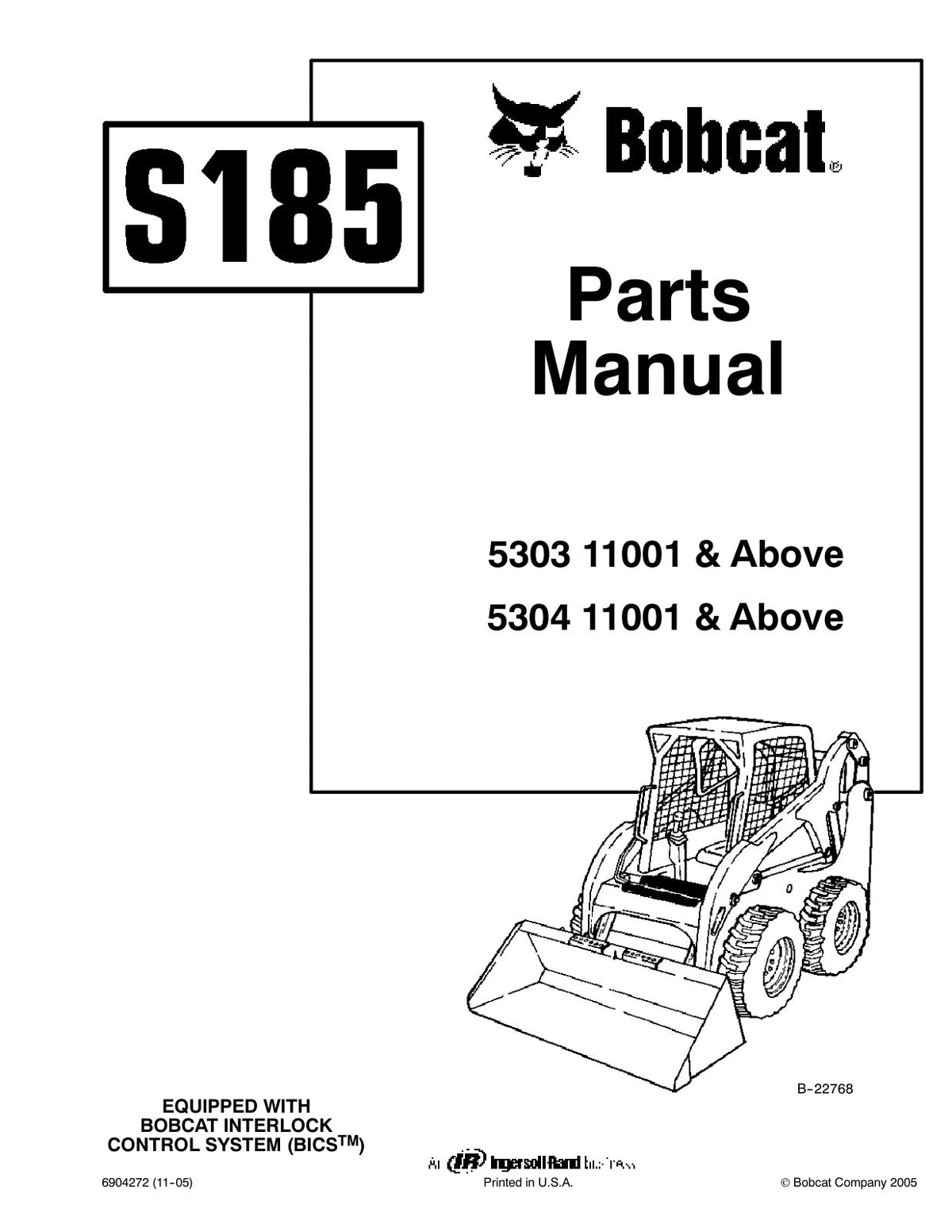 Bobcat S185 Skid-Steer Loader Parts Manual (P/N 6904272) – cover