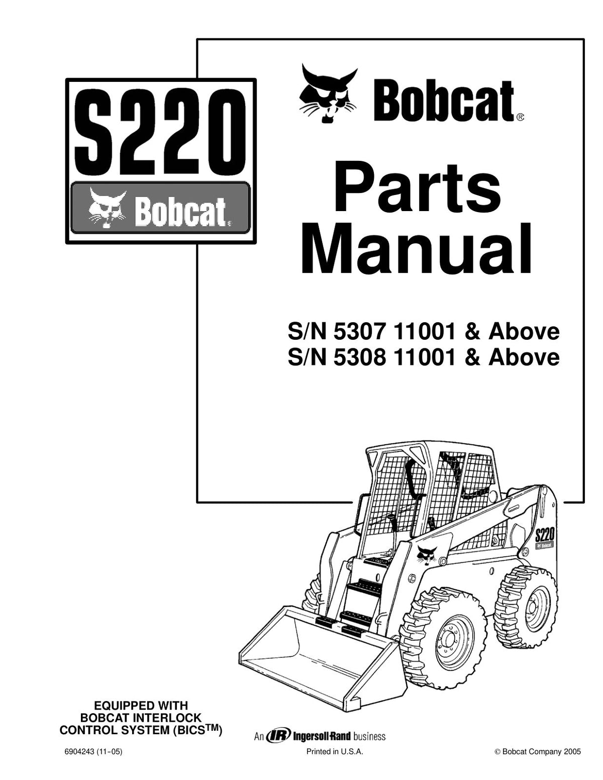 Bobcat S220 Skid-Steer Loader Parts Manual (P/N 6904243) – cover