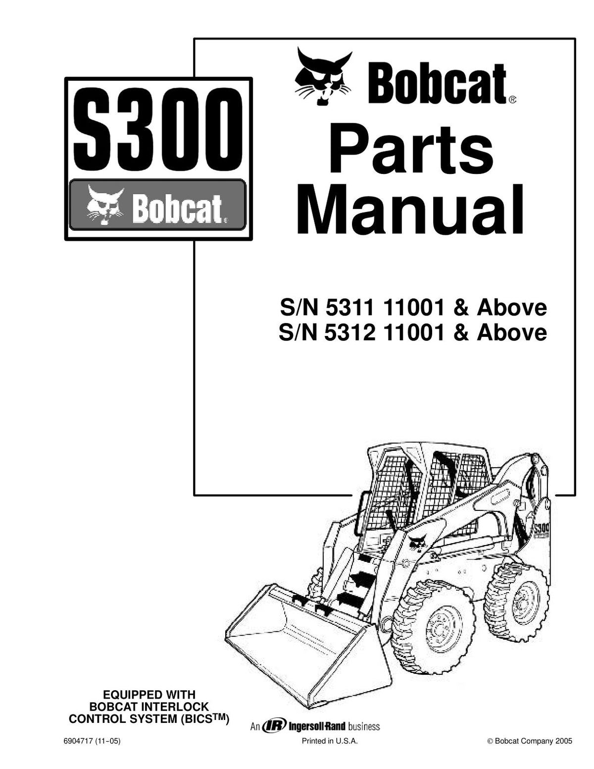 Bobcat S300 Skid-Steer Loader Parts Manual (P/N 6904717) – cover