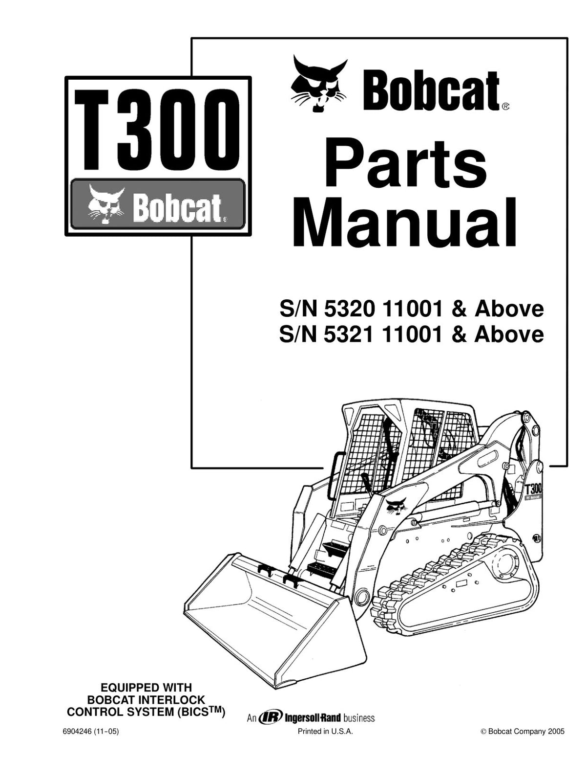 Bobcat T300 Compact Track Loader Parts Manual (P/N 6904246) – cover